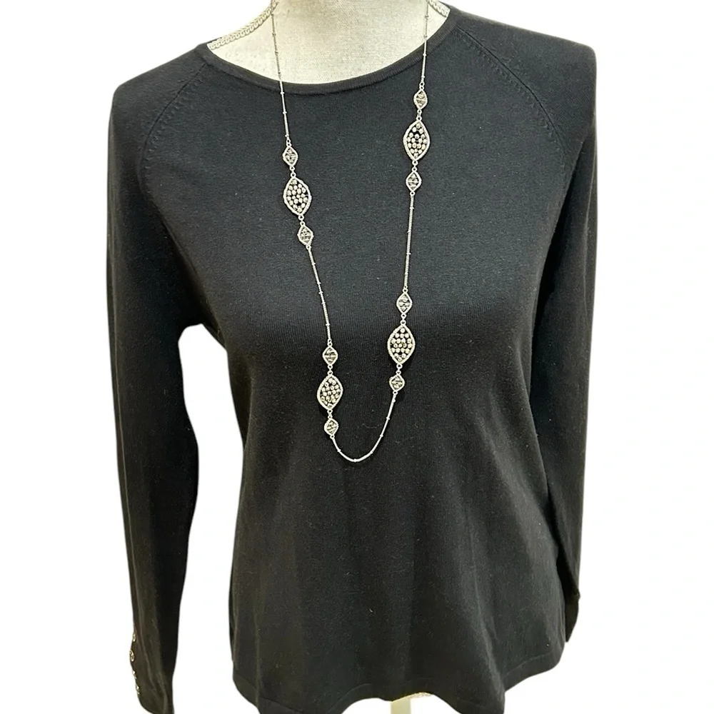 Pair of Boutique gold/silver tone delicate long necklaces faceted beads gunmetal